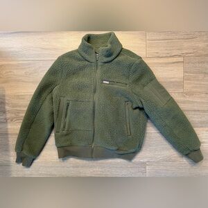 FIGS On Shift Sherpa Bomber Jacket - Moss - size Medium
